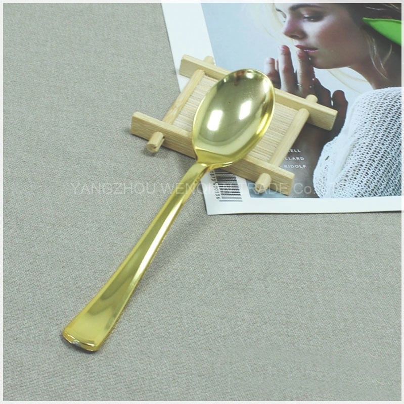 Disposable Gold Plastic Silverware Party Plastic Flatware, Clear Plastic Spoon-Heavy Duty Cutlery Set in Bulk