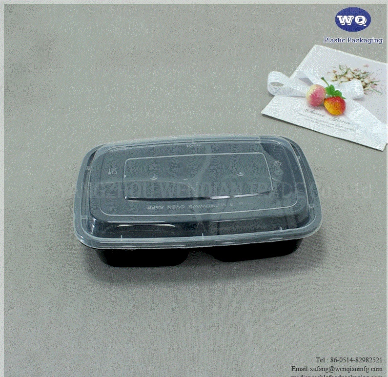 Plastic 3 Compartments Bento Box-Disposable Food Storage Containers-Disposable Plastic Containers-Disposable Lunch Boxes