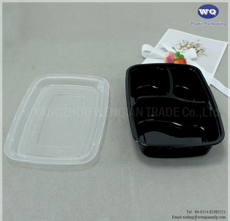 Plastic 3 Compartments Bento Box-Disposable Food Storage Containers-Disposable Plastic Containers-Disposable Lunch Boxes