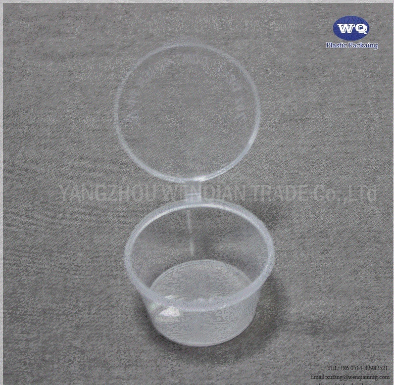 4oz Hinge PP Plastic Sauce Cup-Transparent Disposable PP Plastic Sauce Cup with Hinged Lid -food grade plastic Container