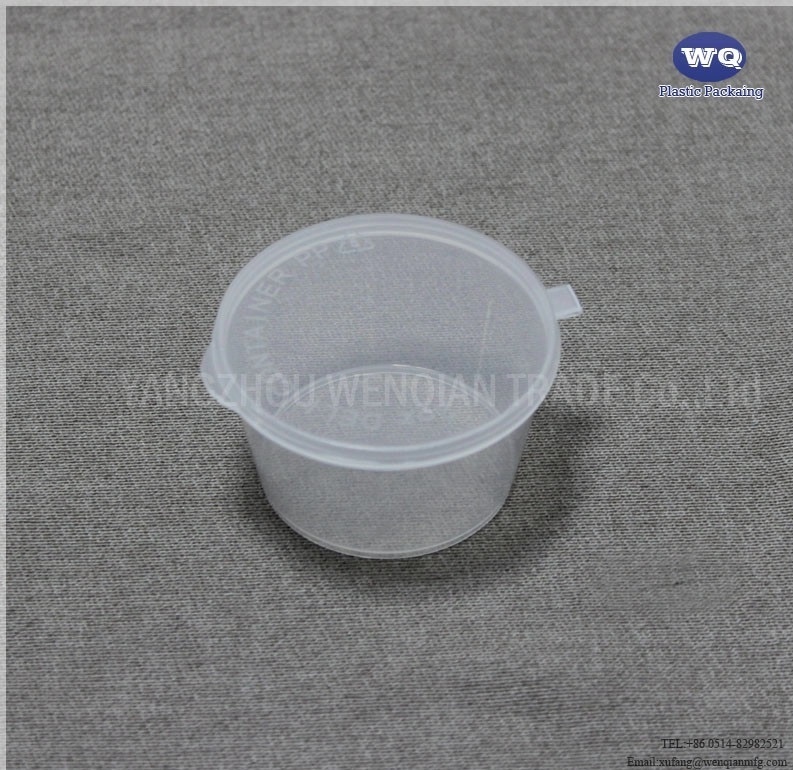 4oz Hinge PP Plastic Sauce Cup-Transparent Disposable PP Plastic Sauce Cup with Hinged Lid -food grade plastic Container