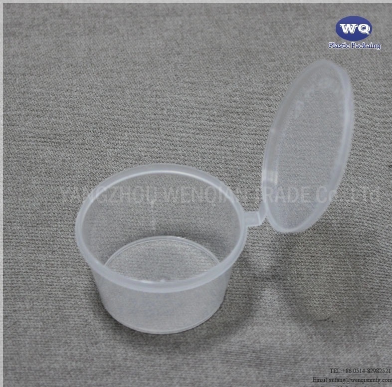 4oz Hinge PP Plastic Sauce Cup-Transparent Disposable PP Plastic Sauce Cup with Hinged Lid -food grade plastic Container