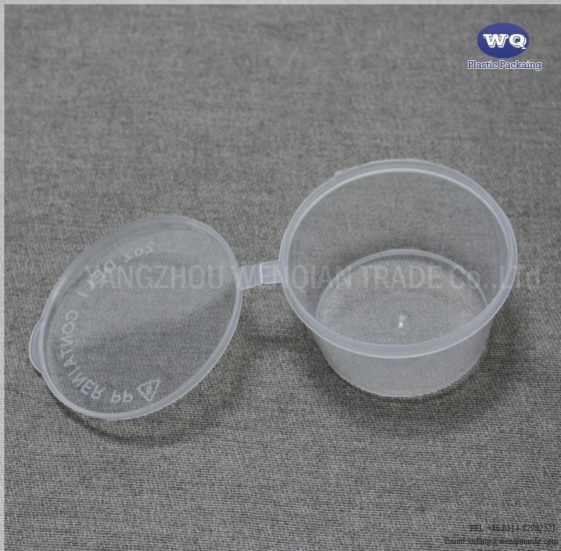 4oz Hinge PP Plastic Sauce Cup-Transparent Disposable PP Plastic Sauce Cup with Hinged Lid -food grade plastic Container