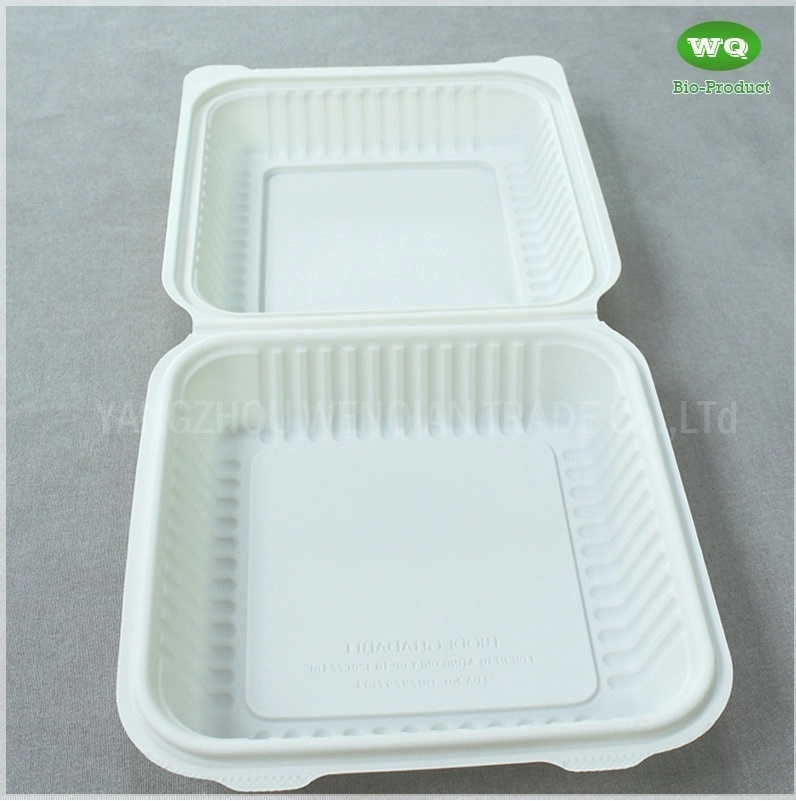 8*8/9*9 Inch Corn Starch Lunch Box It Saves Oil Resource Microwave Safe Plastic Disposable Lunch Box