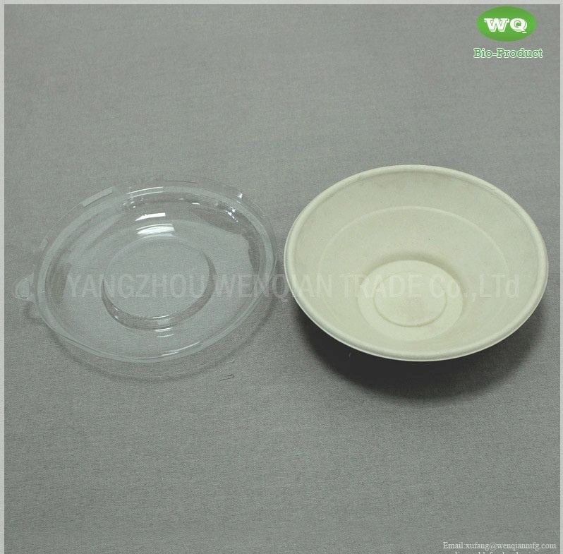 24oz Biodegradable Bagasse Bowl With Clear PET Lid, Eco-Friendly Natural Plant Fiber Pulp Salad Bowl Supplier & factory