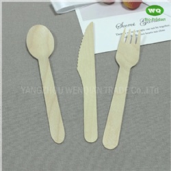 Nature Color 6 Inch Brich Wood Knife Spoon Sets-Eco Friendly Disposable Wooden Cutlery,Biodegradable Cutlery Supplier