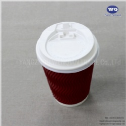 12oz Red Disposable LOGO Printed Ripple Wall paper Cups Personalised Paper Coffee Cups Bulk Disposable Coffee Cups