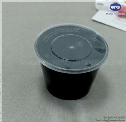 850ml Single Use PP Black Soup Bowl With Leak Proof Clear Lids-Disposable Soup Cups-Strong Disposable Bowls With Lids