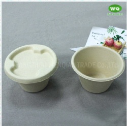 Easy Green Nature Color Disposable Use Paper Pulp Bowl With Lid - Leak Proof,Water And Oil Resistant Takeaway Container