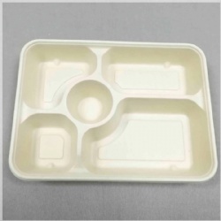 5-Coms Biodegradable Rectangle Tray With Lid-Bagasse Sugarcane Fiber Tableware-Low Carbon Footprint Disposable Tray