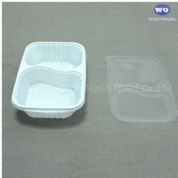 Restaurant Supply Disposable 2-Coms PP Plastic Lunch Box-Durable Heat resistant food tray lid -Plastic Food Containers