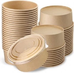 Custom Printing Color Biodegradable Rounded Disposable Kraft Paper Soup Cup Bowl With Paper Lid