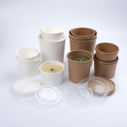 Custom Printing Disposable kraft paper soup Cup Take away food packing container white paper bowl on sale