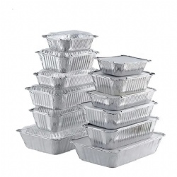 Food Grade Aluminium Foil Takeaway Food Containers/Box Custom Disposable Aluminium Foil Baking Pan/Tray With Plastic Lids