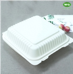 8*8/9*9 Inch Corn Starch Lunch Box It Saves Oil Resource Microwave Safe Plastic Disposable Lunch Box