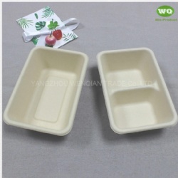 Biodegradable Wheat starw Fiber Atural Bagasse Fibers Sugarcane Paper 700ml Rectangular Pulp 2-Coms Meal Boxes With Lid