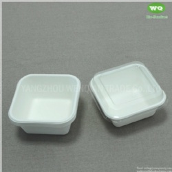 250ml Disposable Square Food Container Made By Sugarcane Bagasse With Clear PET Lid-Easy Green Disposable Food Container