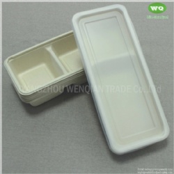 2 Compartments Disposable Sugarcane Pulp Condiment Dispenser-Eco-Friendly Bagasse Food Packaging Container Manufacturer