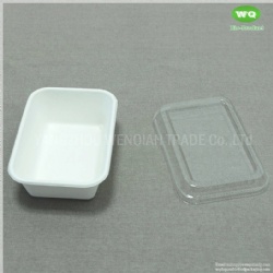 400ml Bleached Sugarcane Box With Lid-Hot Selling Sugarcane Pulp Rectangle Lunch Box Disposable Biodegradable Container