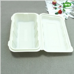 9x6 inch Compostable Corn-Starch Based Bioplastic Hinged 1-Com Lunch Bento Box -Biodegradable Food Container Factory