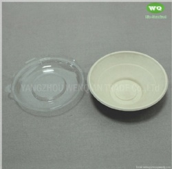 24oz Biodegradable Bagasse Bowl With Clear PET Lid, Eco-Friendly Natural Plant Fiber Pulp Salad Bowl Supplier & factory