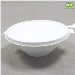 Bleached Color 100% Eco-Friendly Sugarcane Disposable Soup Bowl With Lid -Durable Food Storage Containers With Lids