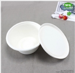 Biodegradable Bleached Color 700ml Sugarcane Pulp Soup Bowl With Lid-Low Carbon Footprint Disposable Fast Food Package