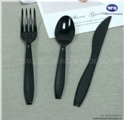 7 Inch Black Flatware Silverware Set-Disposable Cutlery Set-disposable cutlery kits-Plastic spoons and forks