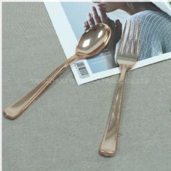 Disposable Rose Gold Plastic Spoon Fork Knife Cutlery Set Wholesale High Quality 3 In 1 Cutlery Set Flatware Set